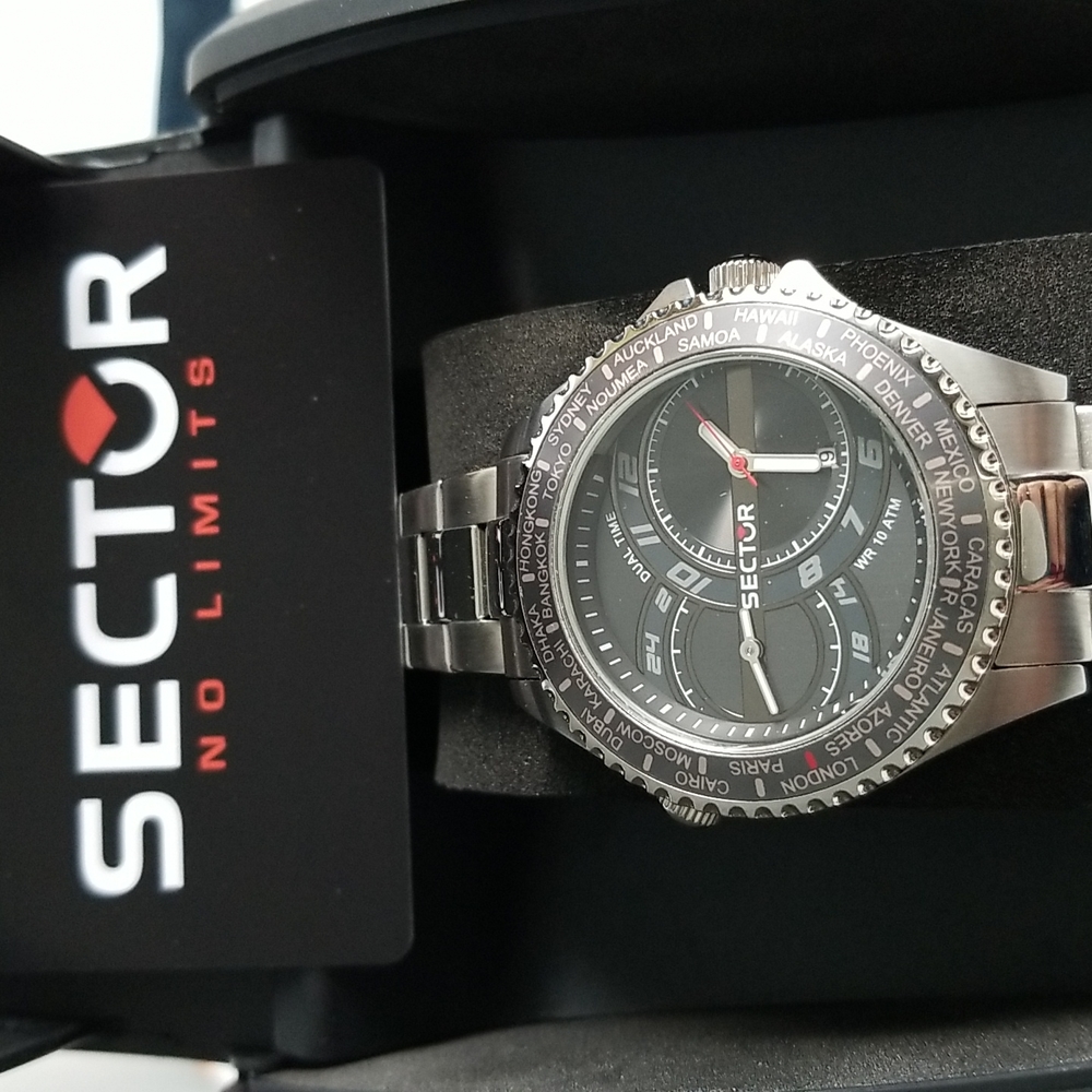 Sector men watch.  New with tag and original box.  All stainless steel.